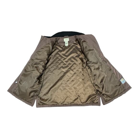 LL BEAN Quilted Barn Coat Women's XL Corduroy Collar Jacket Brown Thermore - Picture 10 of 13